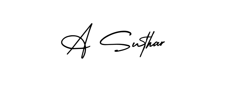 Similarly AmerikaSignatureDemo-Regular is the best handwritten signature design. Signature creator online .You can use it as an online autograph creator for name A Suthar. A Suthar signature style 3 images and pictures png