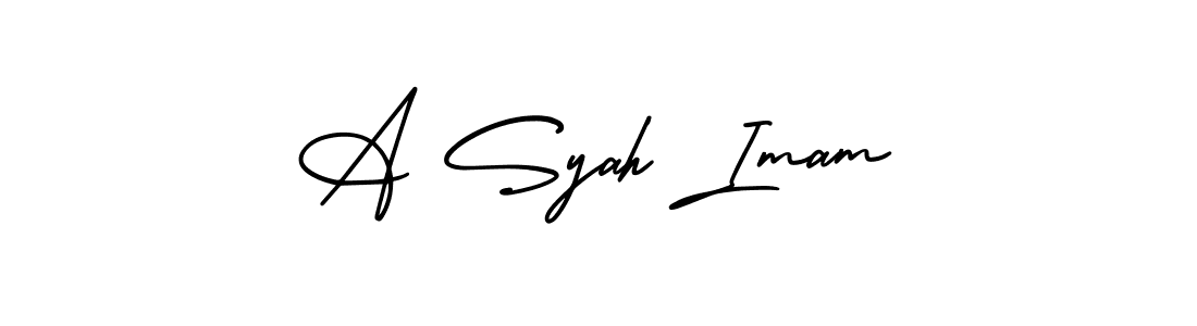 The best way (AmerikaSignatureDemo-Regular) to make a short signature is to pick only two or three words in your name. The name A Syah Imam include a total of six letters. For converting this name. A Syah Imam signature style 3 images and pictures png