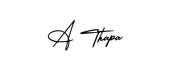 You should practise on your own different ways (AmerikaSignatureDemo-Regular) to write your name (A Thapa) in signature. don't let someone else do it for you. A Thapa signature style 3 images and pictures png