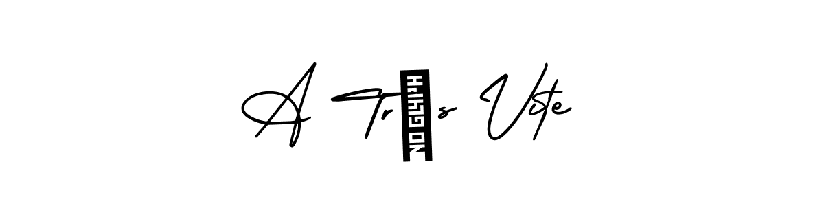 The best way (AmerikaSignatureDemo-Regular) to make a short signature is to pick only two or three words in your name. The name A Très Vite include a total of six letters. For converting this name. A Très Vite signature style 3 images and pictures png