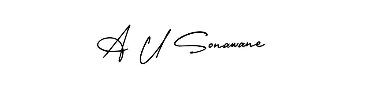 Design your own signature with our free online signature maker. With this signature software, you can create a handwritten (AmerikaSignatureDemo-Regular) signature for name A U Sonawane. A U Sonawane signature style 3 images and pictures png