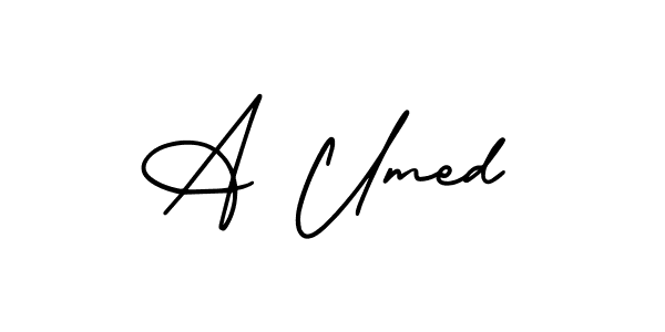 Create a beautiful signature design for name A Umed. With this signature (AmerikaSignatureDemo-Regular) fonts, you can make a handwritten signature for free. A Umed signature style 3 images and pictures png