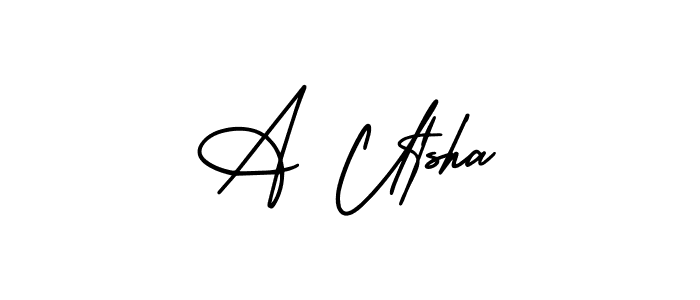 This is the best signature style for the A Utsha name. Also you like these signature font (AmerikaSignatureDemo-Regular). Mix name signature. A Utsha signature style 3 images and pictures png