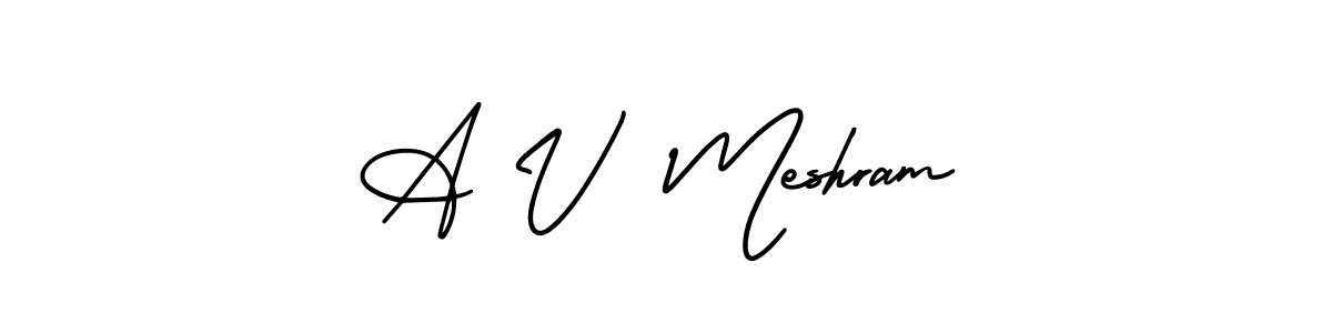 Create a beautiful signature design for name A V  Meshram. With this signature (AmerikaSignatureDemo-Regular) fonts, you can make a handwritten signature for free. A V  Meshram signature style 3 images and pictures png