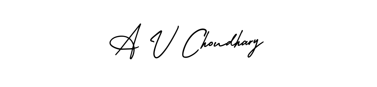 Use a signature maker to create a handwritten signature online. With this signature software, you can design (AmerikaSignatureDemo-Regular) your own signature for name A V Choudhary. A V Choudhary signature style 3 images and pictures png