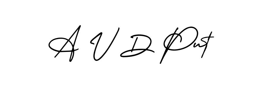 AmerikaSignatureDemo-Regular is a professional signature style that is perfect for those who want to add a touch of class to their signature. It is also a great choice for those who want to make their signature more unique. Get A V D Put name to fancy signature for free. A V D Put signature style 3 images and pictures png