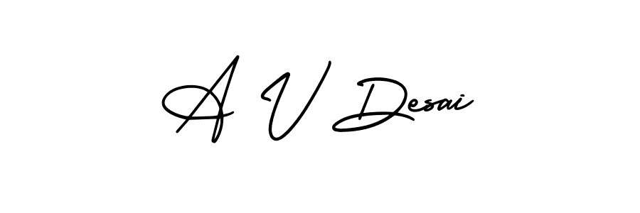 You should practise on your own different ways (AmerikaSignatureDemo-Regular) to write your name (A V Desai) in signature. don't let someone else do it for you. A V Desai signature style 3 images and pictures png