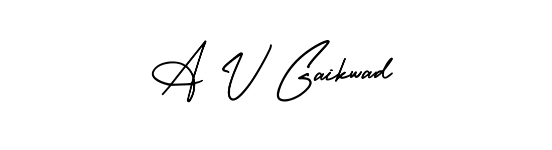 This is the best signature style for the A V Gaikwad name. Also you like these signature font (AmerikaSignatureDemo-Regular). Mix name signature. A V Gaikwad signature style 3 images and pictures png