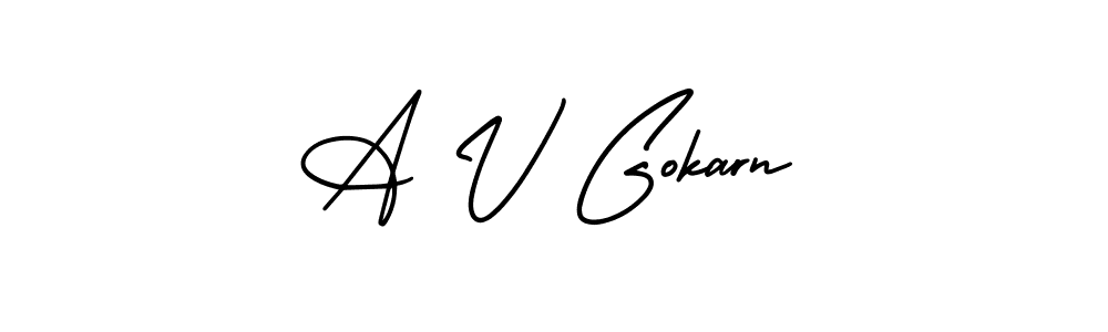 if you are searching for the best signature style for your name A V Gokarn. so please give up your signature search. here we have designed multiple signature styles  using AmerikaSignatureDemo-Regular. A V Gokarn signature style 3 images and pictures png