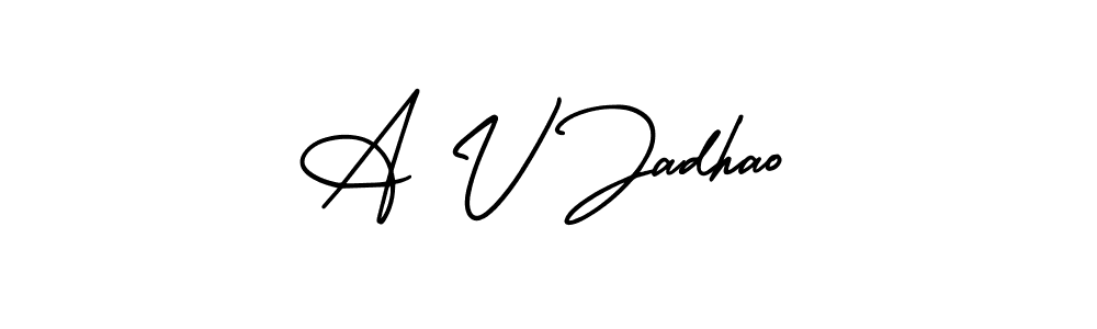 A V Jadhao stylish signature style. Best Handwritten Sign (AmerikaSignatureDemo-Regular) for my name. Handwritten Signature Collection Ideas for my name A V Jadhao. A V Jadhao signature style 3 images and pictures png