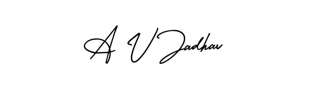 if you are searching for the best signature style for your name A V Jadhav. so please give up your signature search. here we have designed multiple signature styles  using AmerikaSignatureDemo-Regular. A V Jadhav signature style 3 images and pictures png