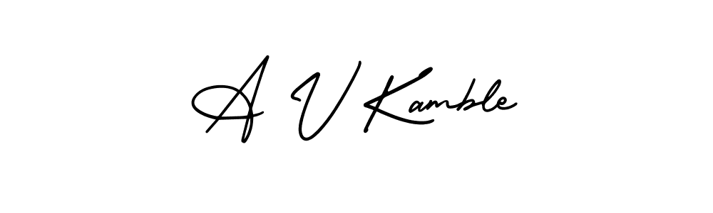 if you are searching for the best signature style for your name A V Kamble. so please give up your signature search. here we have designed multiple signature styles  using AmerikaSignatureDemo-Regular. A V Kamble signature style 3 images and pictures png