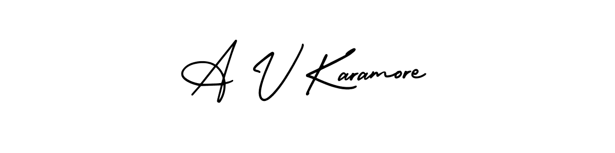 Make a beautiful signature design for name A V Karamore. With this signature (AmerikaSignatureDemo-Regular) style, you can create a handwritten signature for free. A V Karamore signature style 3 images and pictures png