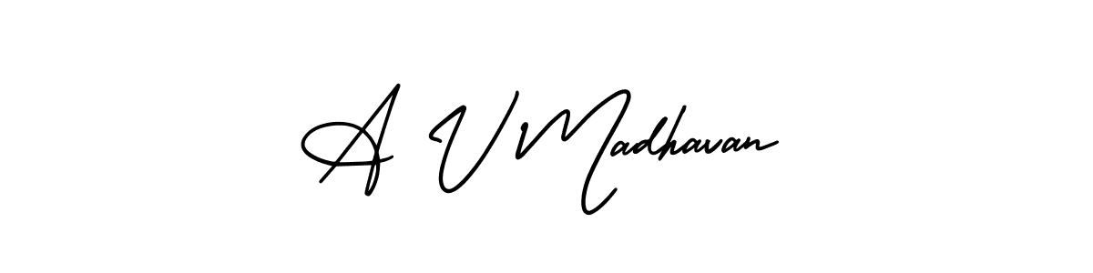 See photos of A V Madhavan official signature by Spectra . Check more albums & portfolios. Read reviews & check more about AmerikaSignatureDemo-Regular font. A V Madhavan signature style 3 images and pictures png