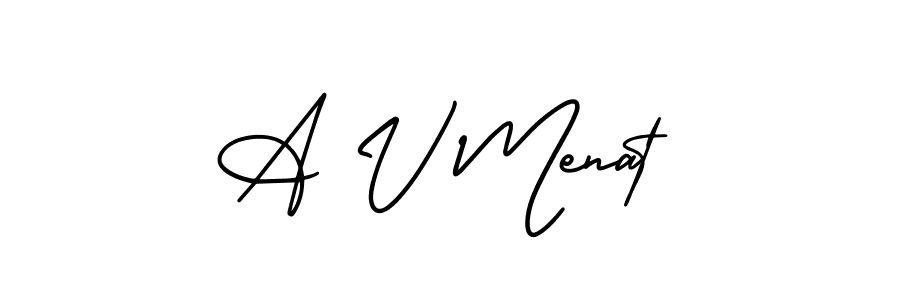 Create a beautiful signature design for name A V Menat. With this signature (AmerikaSignatureDemo-Regular) fonts, you can make a handwritten signature for free. A V Menat signature style 3 images and pictures png