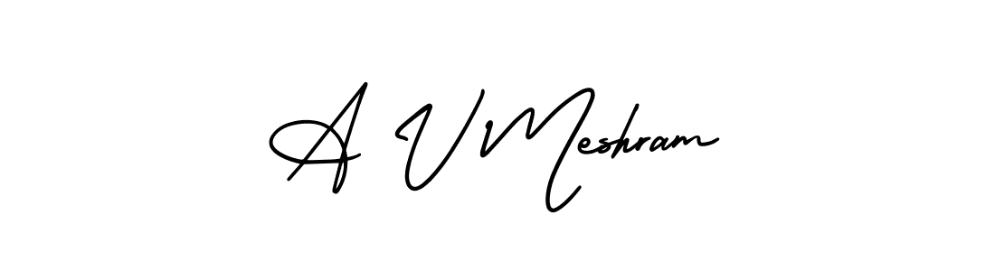 Similarly AmerikaSignatureDemo-Regular is the best handwritten signature design. Signature creator online .You can use it as an online autograph creator for name A V Meshram. A V Meshram signature style 3 images and pictures png