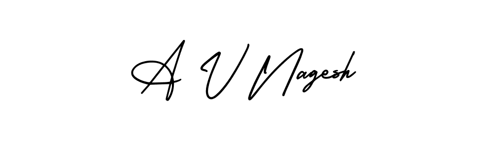 The best way (AmerikaSignatureDemo-Regular) to make a short signature is to pick only two or three words in your name. The name A V Nagesh include a total of six letters. For converting this name. A V Nagesh signature style 3 images and pictures png