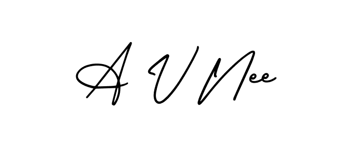 Also You can easily find your signature by using the search form. We will create A V Nee name handwritten signature images for you free of cost using AmerikaSignatureDemo-Regular sign style. A V Nee signature style 3 images and pictures png