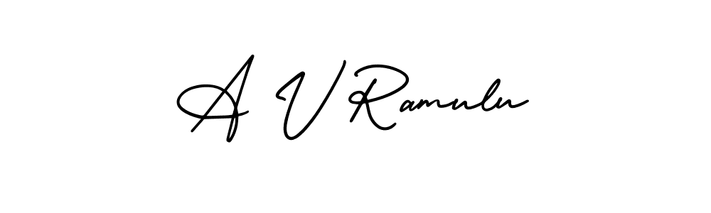Check out images of Autograph of A V Ramulu name. Actor A V Ramulu Signature Style. AmerikaSignatureDemo-Regular is a professional sign style online. A V Ramulu signature style 3 images and pictures png