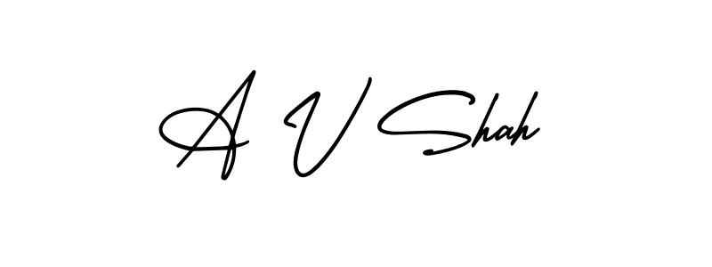 Make a beautiful signature design for name A V Shah. With this signature (AmerikaSignatureDemo-Regular) style, you can create a handwritten signature for free. A V Shah signature style 3 images and pictures png