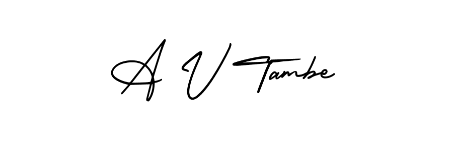 You should practise on your own different ways (AmerikaSignatureDemo-Regular) to write your name (A V Tambe) in signature. don't let someone else do it for you. A V Tambe signature style 3 images and pictures png