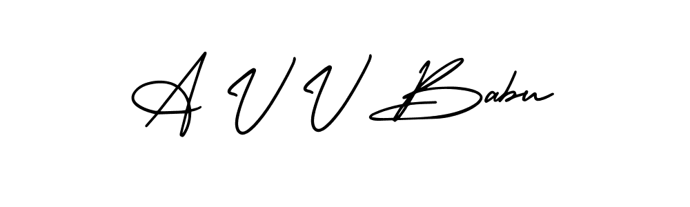 You should practise on your own different ways (AmerikaSignatureDemo-Regular) to write your name (A V V Babu) in signature. don't let someone else do it for you. A V V Babu signature style 3 images and pictures png