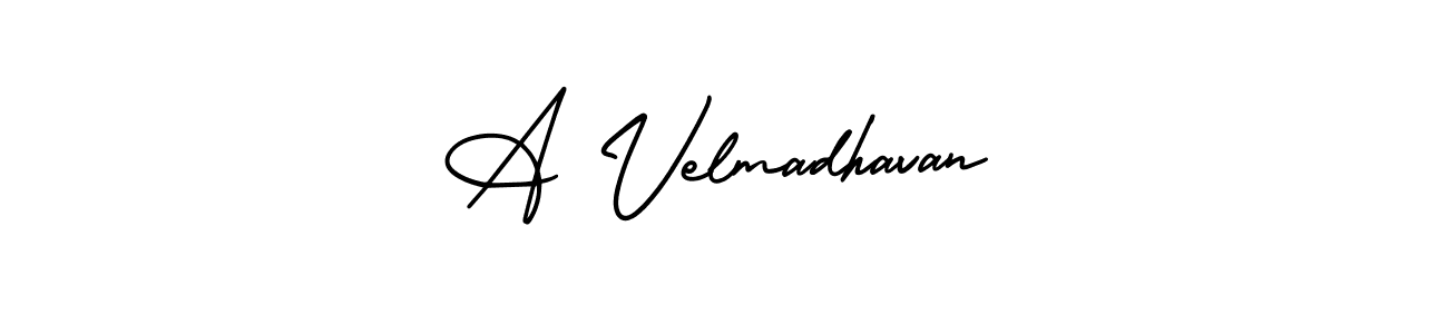 This is the best signature style for the A Velmadhavan name. Also you like these signature font (AmerikaSignatureDemo-Regular). Mix name signature. A Velmadhavan signature style 3 images and pictures png