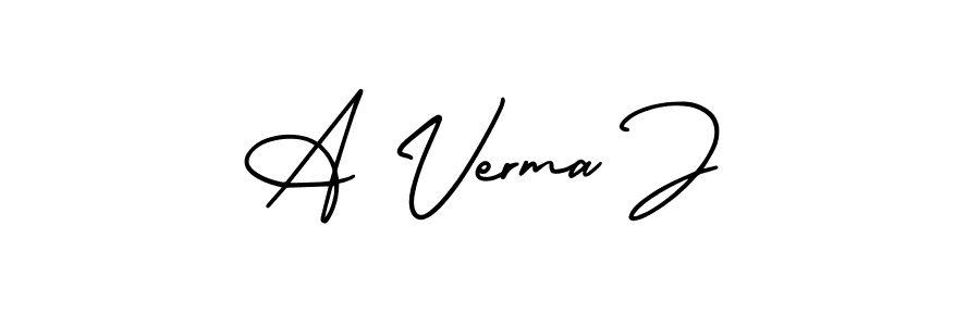 How to make A Verma J name signature. Use AmerikaSignatureDemo-Regular style for creating short signs online. This is the latest handwritten sign. A Verma J signature style 3 images and pictures png