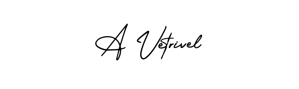Similarly AmerikaSignatureDemo-Regular is the best handwritten signature design. Signature creator online .You can use it as an online autograph creator for name A Vetrivel. A Vetrivel signature style 3 images and pictures png