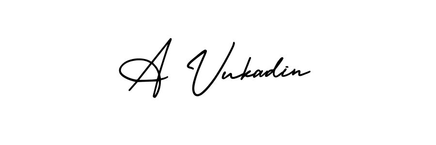 if you are searching for the best signature style for your name A Vukadin. so please give up your signature search. here we have designed multiple signature styles  using AmerikaSignatureDemo-Regular. A Vukadin signature style 3 images and pictures png