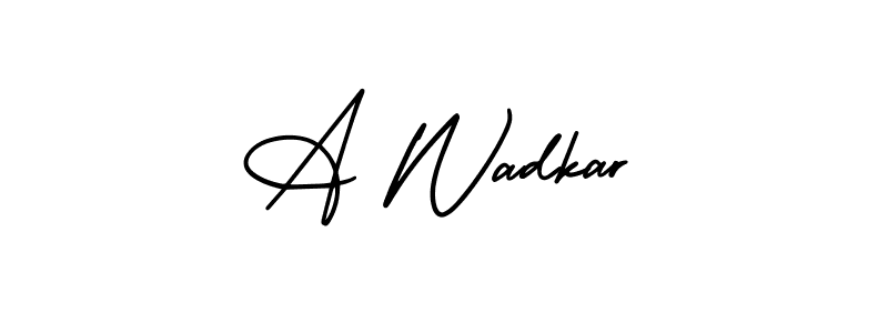 The best way (AmerikaSignatureDemo-Regular) to make a short signature is to pick only two or three words in your name. The name A Wadkar include a total of six letters. For converting this name. A Wadkar signature style 3 images and pictures png