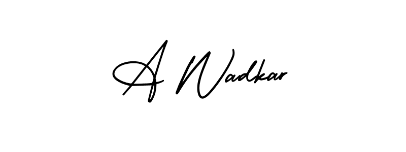 The best way (AmerikaSignatureDemo-Regular) to make a short signature is to pick only two or three words in your name. The name A Wadkar include a total of six letters. For converting this name. A Wadkar signature style 3 images and pictures png