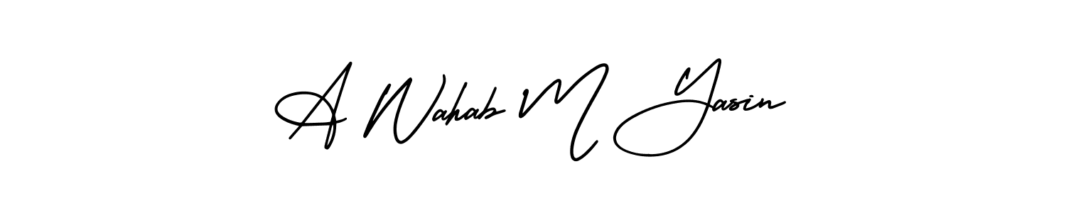 Design your own signature with our free online signature maker. With this signature software, you can create a handwritten (AmerikaSignatureDemo-Regular) signature for name A Wahab M Yasin. A Wahab M Yasin signature style 3 images and pictures png