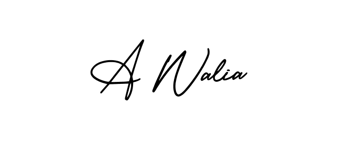 Similarly AmerikaSignatureDemo-Regular is the best handwritten signature design. Signature creator online .You can use it as an online autograph creator for name A Walia. A Walia signature style 3 images and pictures png