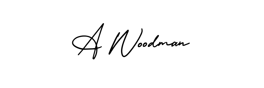 A Woodman stylish signature style. Best Handwritten Sign (AmerikaSignatureDemo-Regular) for my name. Handwritten Signature Collection Ideas for my name A Woodman. A Woodman signature style 3 images and pictures png