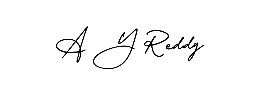 Similarly AmerikaSignatureDemo-Regular is the best handwritten signature design. Signature creator online .You can use it as an online autograph creator for name A Y Reddy. A Y Reddy signature style 3 images and pictures png