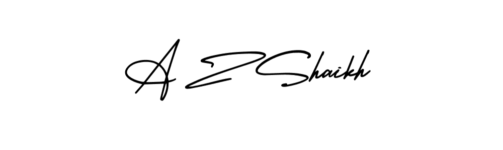 The best way (AmerikaSignatureDemo-Regular) to make a short signature is to pick only two or three words in your name. The name A Z Shaikh include a total of six letters. For converting this name. A Z Shaikh signature style 3 images and pictures png