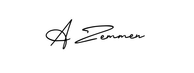 Create a beautiful signature design for name A Zemmen. With this signature (AmerikaSignatureDemo-Regular) fonts, you can make a handwritten signature for free. A Zemmen signature style 3 images and pictures png