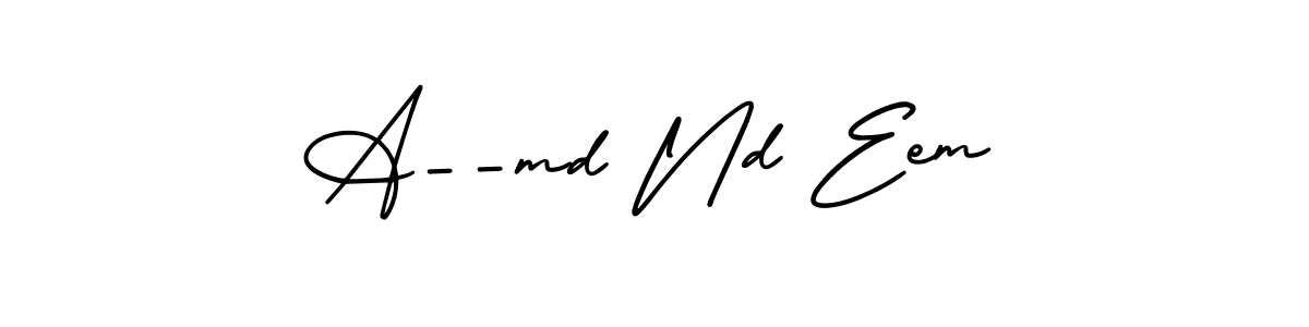 How to make A--md Nd Eem name signature. Use AmerikaSignatureDemo-Regular style for creating short signs online. This is the latest handwritten sign. A--md Nd Eem signature style 3 images and pictures png