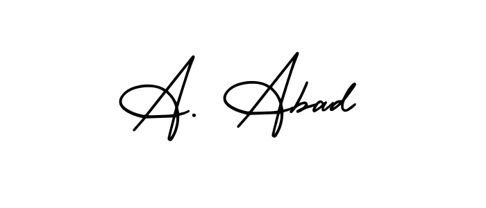 How to Draw A. Abad signature style? AmerikaSignatureDemo-Regular is a latest design signature styles for name A. Abad. A. Abad signature style 3 images and pictures png