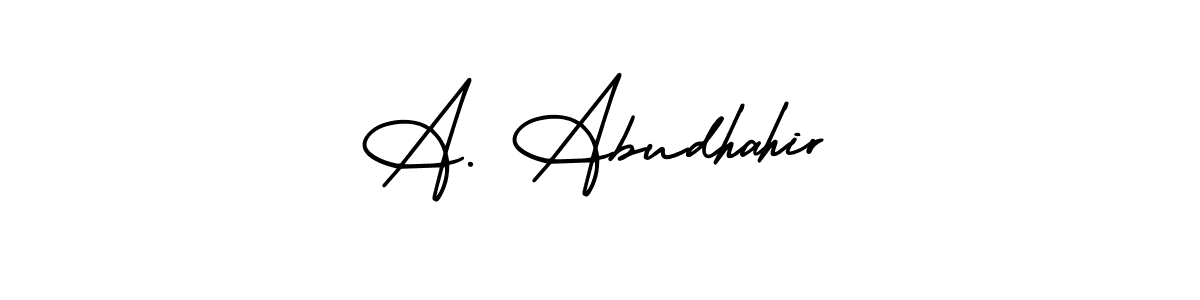 Also we have A. Abudhahir name is the best signature style. Create professional handwritten signature collection using AmerikaSignatureDemo-Regular autograph style. A. Abudhahir signature style 3 images and pictures png