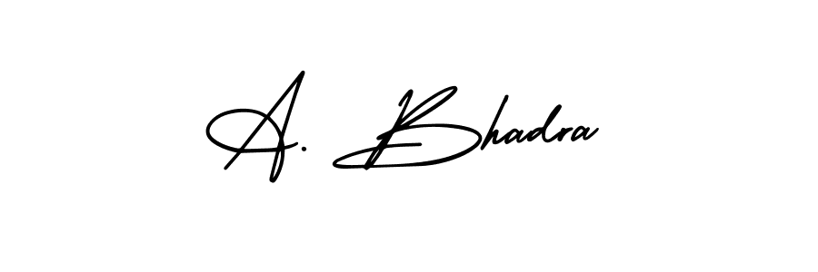 How to make A. Bhadra name signature. Use AmerikaSignatureDemo-Regular style for creating short signs online. This is the latest handwritten sign. A. Bhadra signature style 3 images and pictures png
