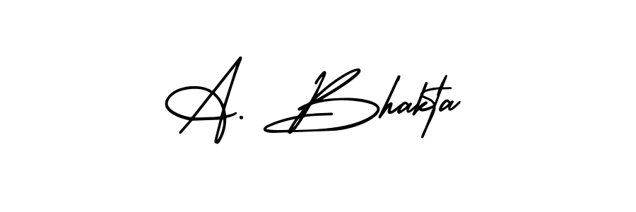 The best way (AmerikaSignatureDemo-Regular) to make a short signature is to pick only two or three words in your name. The name A. Bhakta include a total of six letters. For converting this name. A. Bhakta signature style 3 images and pictures png