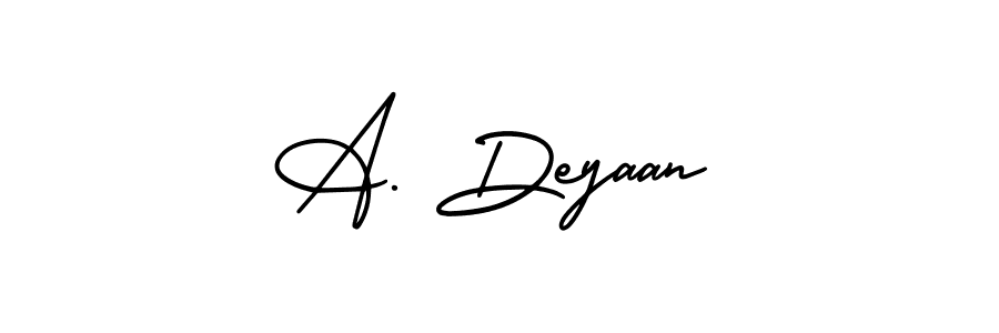 How to make A. Deyaan name signature. Use AmerikaSignatureDemo-Regular style for creating short signs online. This is the latest handwritten sign. A. Deyaan signature style 3 images and pictures png