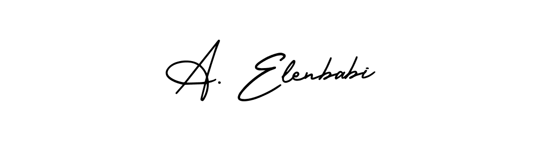 How to Draw A. Elenbabi signature style? AmerikaSignatureDemo-Regular is a latest design signature styles for name A. Elenbabi. A. Elenbabi signature style 3 images and pictures png