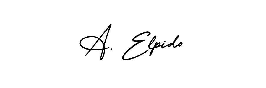 This is the best signature style for the A. Elpido name. Also you like these signature font (AmerikaSignatureDemo-Regular). Mix name signature. A. Elpido signature style 3 images and pictures png