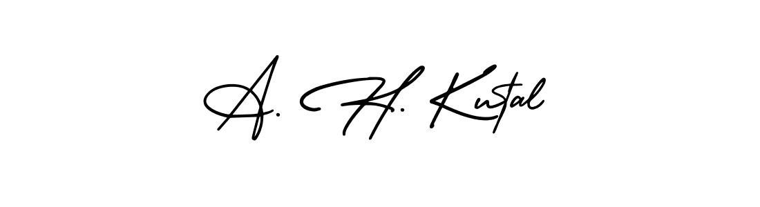 Similarly AmerikaSignatureDemo-Regular is the best handwritten signature design. Signature creator online .You can use it as an online autograph creator for name A. H. Kutal. A. H. Kutal signature style 3 images and pictures png