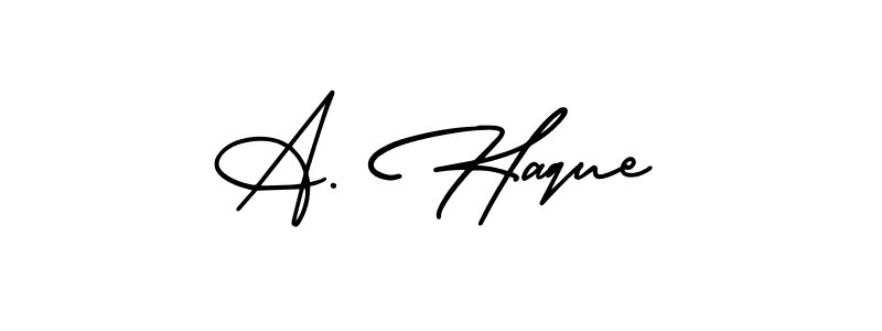 Also we have A. Haque name is the best signature style. Create professional handwritten signature collection using AmerikaSignatureDemo-Regular autograph style. A. Haque signature style 3 images and pictures png