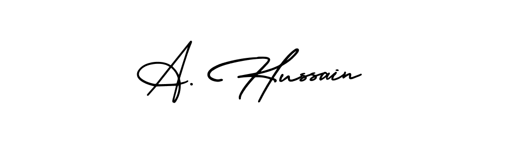 How to make A. Hussain name signature. Use AmerikaSignatureDemo-Regular style for creating short signs online. This is the latest handwritten sign. A. Hussain signature style 3 images and pictures png