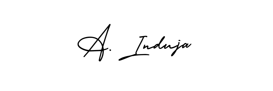 This is the best signature style for the A. Induja name. Also you like these signature font (AmerikaSignatureDemo-Regular). Mix name signature. A. Induja signature style 3 images and pictures png